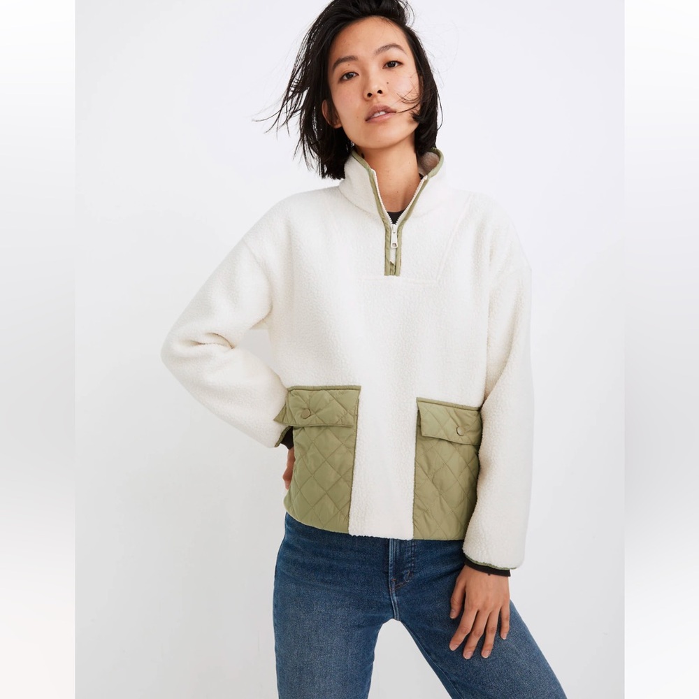 Madewell Fleece Quilted-Pocket Popover Jacket